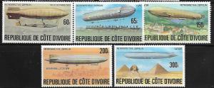 IVORY COAST 440-444 MNH ZEPPELINS SET