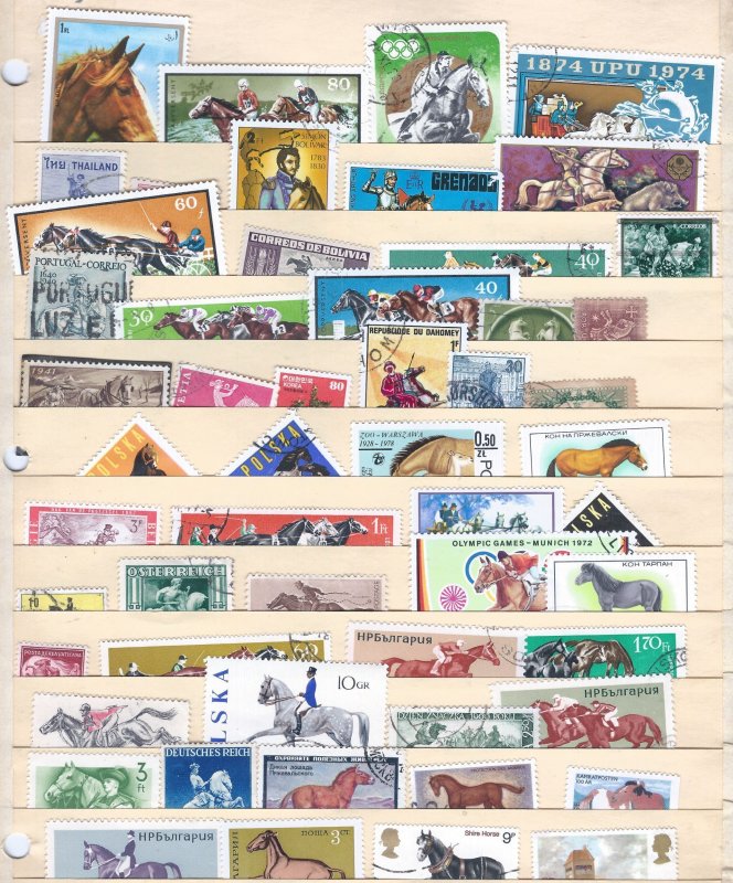 54  WW HORSES ON STAMPS STARTS AT A LOW PRICE!