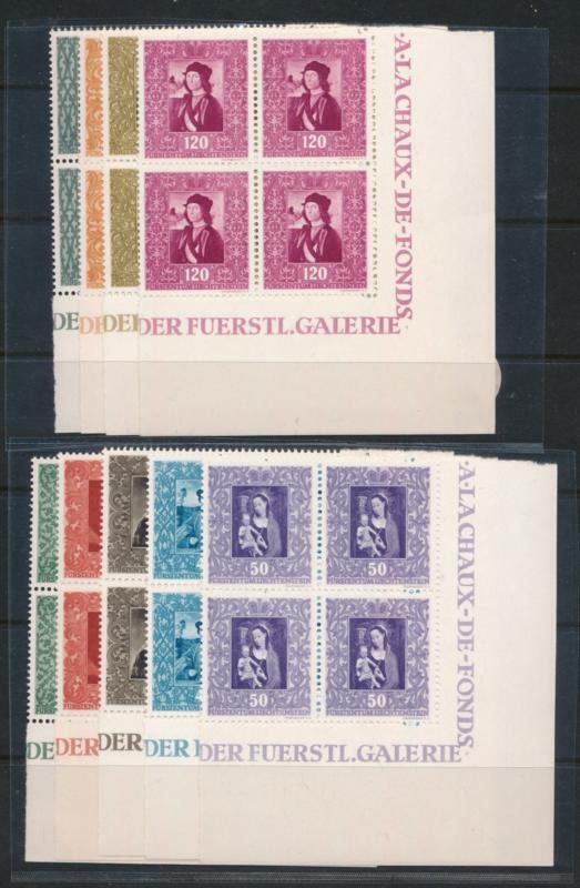 LIECHTENSTEIN 227-235 MINT VF NH BLOCKS OF FOUR