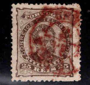 Portugal Scott 60 King Luiz perf 12.5 Red double ring town cancel