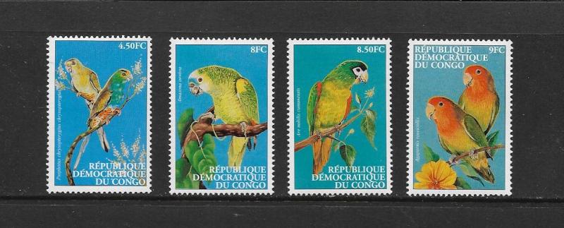 BIRDS - ZAIRE #1528-31 PARROTS  MNH