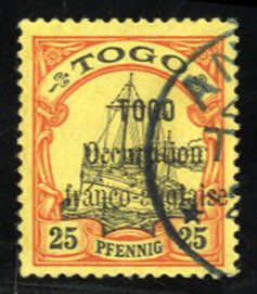 French Colonies, Togo #159 Cat$80, 1914 25pf orange and black, used, signed S...