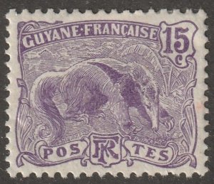 French Guiana, stamp,  Scott#59,  mint, hinged,  15, cent,  violet