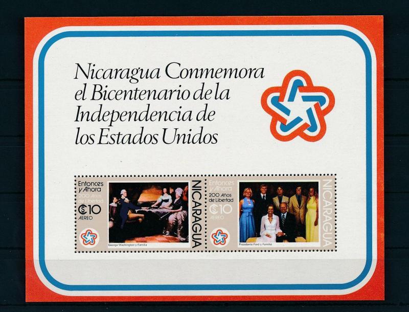 [19678] Nicaragua 1976 Bicentennial Independence USA George Washington Sheet MNH