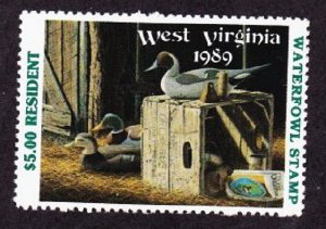 WV3 West Virginia #3 MNH State Waterfowl Duck Stamp - 1989 Duck Decoys