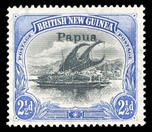 Papua 1906 Lakatoi 2½d black & ultramarine (C) MLH. SG 41. Sc 22.