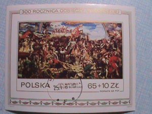 POLAND: 300 ANNIVERSARY IMPERF SOUVENIR SHEET WITH FIRST DAY OF CANCEL