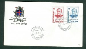 Iceland. FDC Cachet Coats Of Arms.1973. President. A. Asgeirsson. Scott # 456-57