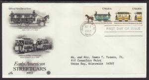 US First American Streetcar 1983 PCS Typed FDC BIN