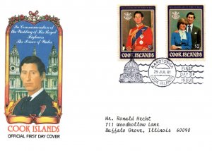 Cook Islands 471-473 Royal Wedding Typed FDC