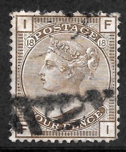 GB QV SG160, 4d grey-brown plate 18, (FI) USED. Cat £75.