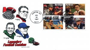 US FIRST DAY COVERS LEGENDARY FOOTBALL COACHES SET OF 4 ON HF CACHET 1997