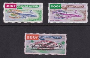 Guinea  #C24-C26  MNH  1960  airplane overprint Olympic games