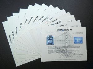 1977-1990 StampShow APS set of 14 Souvenir Cards APS-1 to APS-14