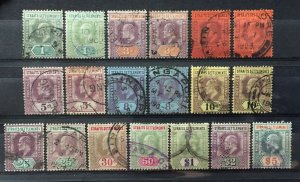 MALAYA Straits Settlements 1902 KEVII 19V Variety&Shades Used SG#110-121 M3631