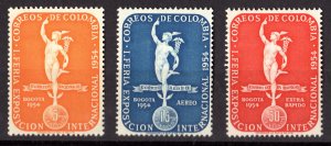 Colombia 1954 Sc#628C259/C260 MERCURY/1st.INTL.FAIR BOGOTA Set (3) MNH