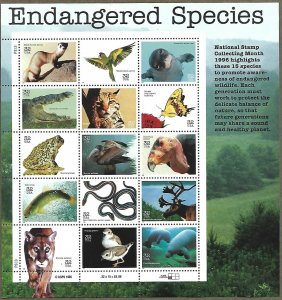 United States #3105 32c Endangered Species MNH sheet of 15 (1996)