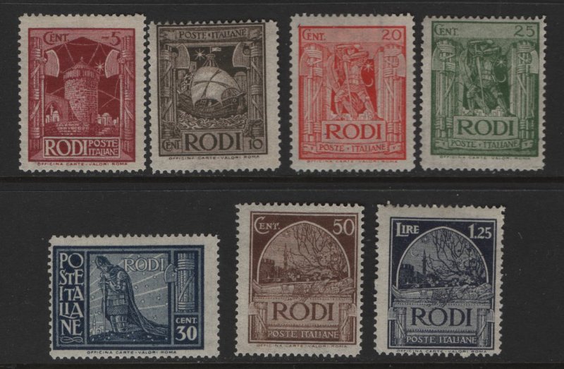 ITALY, RODES 55-61 MINT HINGED, OFFICINA CARTE VALORI ROMA 1932