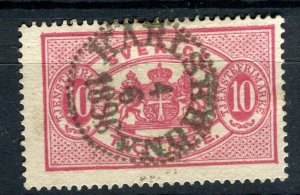 SWEDEN; 1890s classic Official issue fine used 10ore value, fair Postmark