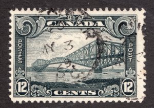 1928 - Canada - Sc #156 - 12¢ -  KGV Quebec Bridge - Architecture - Used cv$10