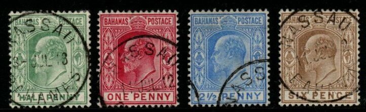 BAHAMAS SG71/4 1906 WMK MULT CROWN CA DEFINITIVE SET FINE USED