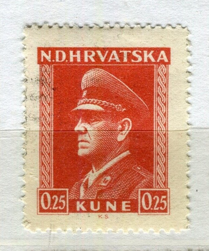 CROATIA; 1943 early Ante Pevelic issue fine Mint hinged 0.25k. value