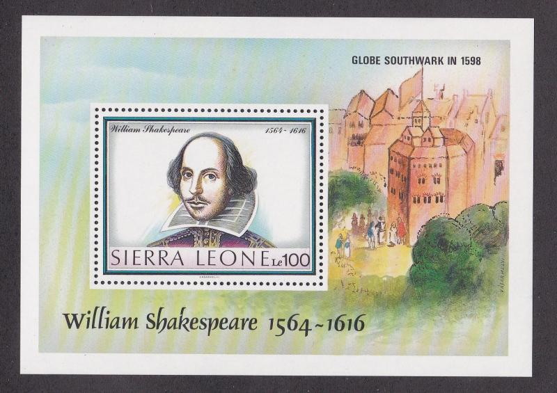 Sierra Leone # 1052, Shakespeare, NH Souvenir Sheet, 1/2 Cat.
