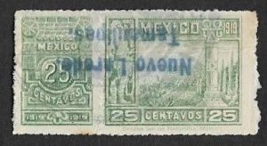 SE)1919 MEXICO, FISCAL STAMP OF 25C INVERTED DISTRICT OF NUEVO LAREDO-TAMAULIPAS