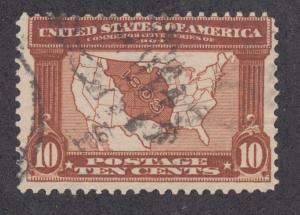 US Sc 327 used 1904 10c red brown, Map of Louisiana Purchase