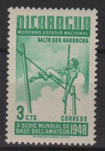  	 Nicaragua 1949 - Scott 719 MH - 3c, Pole Vault 