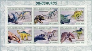 MOZAMBIQUE - 2007 - Dinosaurs - Perf 6v Sheet - Mint Never Hinged