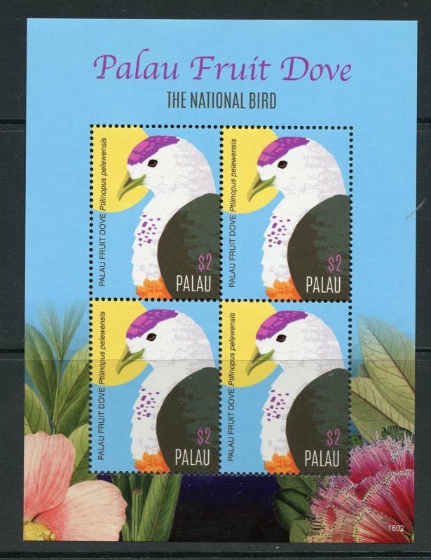 PALAU 2018 FRUIT DOVE SHEET MINT NH 