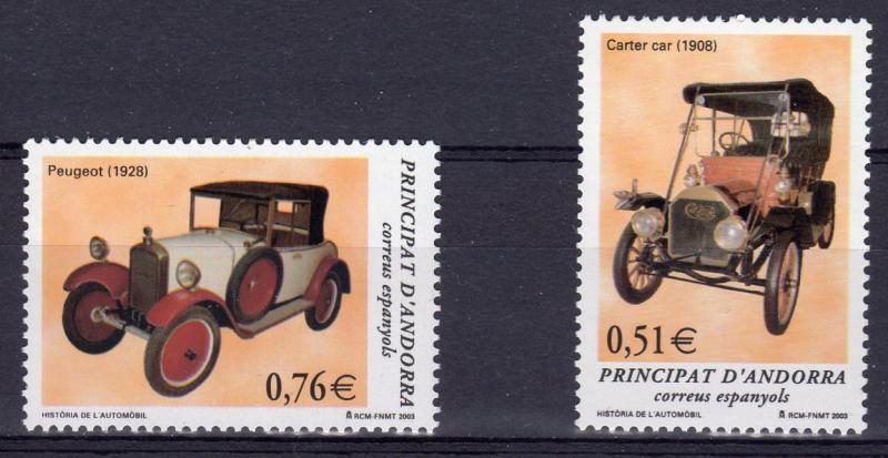 Andorra (Spanish) 2003 Sc#293/294 Classic Cars Peugeot/Carter Set (2) MNH