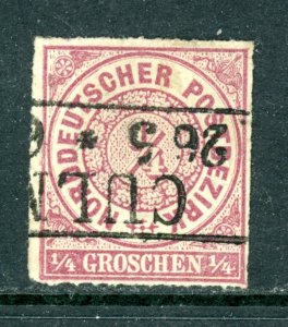 1868 North German Confederation Scott #1 in Used Condition 4 Margin Nice Cancel