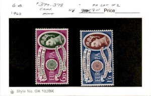 Great Britain, Postage Stamp, #377-378 Mint NH, 1960 Queen Elizabeth, CEPT (AC)