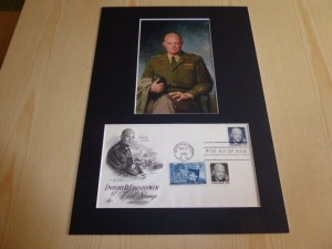 Dwight D. Eisenhower WWII photograph and USA FDC mount matte size A4