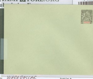 Madagascar (British Consular & Inland Mail)  1900 15c gray on green wove O47 under flap