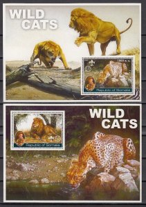 Somalia, 2002 Cinderella issue. Wild Cats on 2 s/sheets. Scout Founder. ^