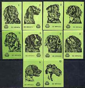 Match Box Labels - complete set of 10 Dogs (set #5 green ...