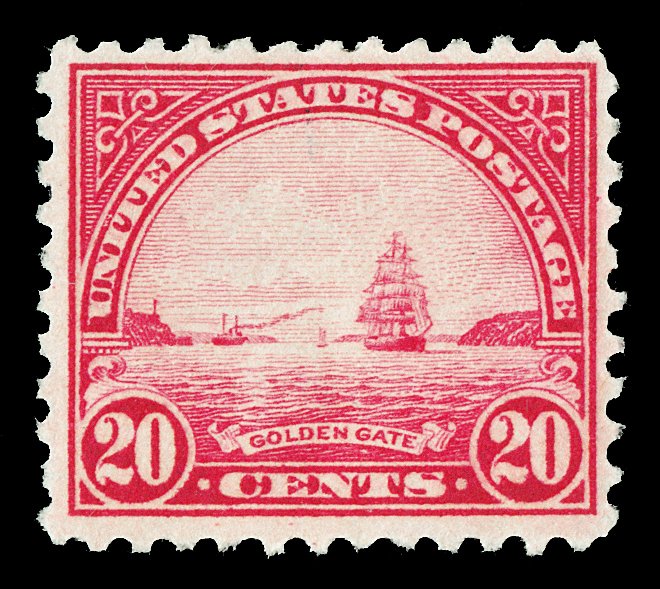 Scott 567 1923 20c Golden Gate Flat Plate Issue Mint F-VF OG HR Cat $16