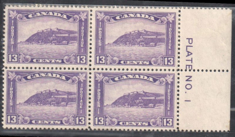 Canada #201 MINT NH - Block of 4 Right Plate No 1 C$650.00