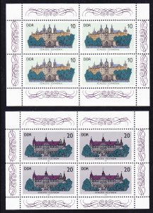 Germany DDR 2555a-2556a MNH 1986 Schwerin & Gustrow Castles Mini Sheets of 4 VF