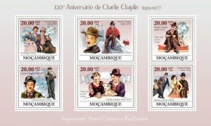 Mozambique 2009 MNH - 120th Birthday of Charles Chaplin. Sc 1880, Mi 3315-3320