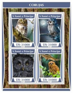 St Thomas - 2017 Owls on Stamps - 4 Stamp Sheet - ST17313a