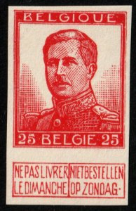 ✔️ BELGIUM 1912 - LEOPOLD IMPERFORATED PROOF CARMINE - Sc. 105/A45 MNGAI [1BE02]