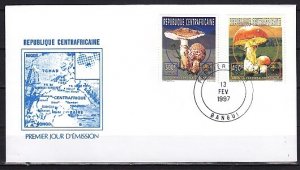 Central Africa, Scott cat. 1133, 1135. Mushroom values. First day cover. ^