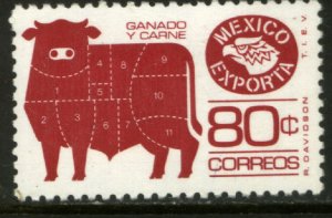 MEXICO Exporta 1168, 80¢ Cattle MEAT, PERF 11 Wmkd Fosfo Paper 2. MINT, NH. VF.