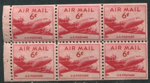 C39a 6c Transport Airmail Booklet Pane of 6  Wet Printing Mint NH OG  VF