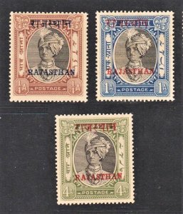 INDIA-Rajasthan 1949 Overprinted on Raja Man Singh II (3v) MNH CV$45+