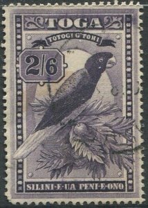 Tonga 1943 SG81 2/6d Shining Parrot wmk mult script CA #2 FU